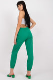 High-Rise Women's Elastic Waist Fabric Pants with Pockets