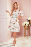 Turquoise Circle Print Shirt Dress for Effortless Style