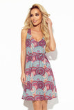 Elegant Loose Trapeze Dress in Blue and Pink Mandala Print
