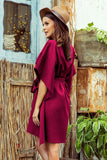 Burgundy Butterfly Dress with Belt - Soft & Stylish Design