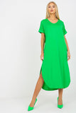 Chic Short-Sleeved Dress with Side Pockets and Slits