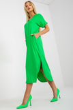 Chic Short-Sleeved Dress with Side Pockets and Slits
