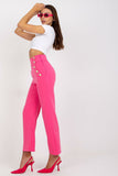 High-Waisted Pants with Decorative Buttons and Pockets
