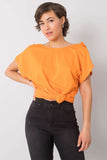Short Sleeve Blouse with Frill and Deep Cut-Out Back