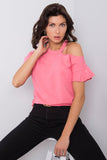 Shoulder-Exposing Short Sleeve Blouse