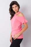 Shoulder-Exposing Short Sleeve Blouse