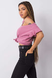 Shoulder-Exposing Short Sleeve Blouse in Cotton Blend