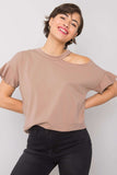 Shoulder-Exposing Short Sleeve Blouse
