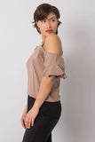 Shoulder-Exposing Short Sleeve Blouse