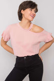 Shoulder-Exposing Short Sleeve Blouse