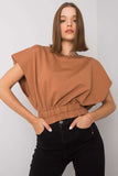 Loose Fit Short Sleeve Ladies' Sweatshirt with Rubber Band