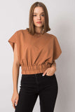 Loose Fit Short Sleeve Ladies' Sweatshirt with Rubber Band