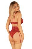 Juicy Red Garter Belt with Unique Decorations