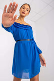 Elegant Long Sleeve Dress with Belt and Lining