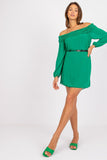 Elegant Long Sleeve Dress with Spanish Neckline & Belt