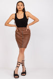 Ecological Leather Pencil Skirt with Zip and Belt