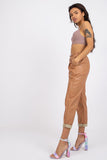 Eco-Leather High Rise 7/8 Women's Pants with Chain Detail