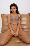 Eco-Leather High Rise 7/8 Women's Pants with Chain Detail