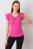 Frilled Short Sleeve Blouse with Decorative Cheese Neckline