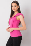 Frilled Short Sleeve Blouse with Decorative Cheese Neckline