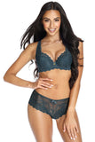 Elegant Floral Lace Padded Bra with Satin Bow Detail