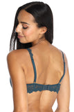Elegant Floral Lace Padded Bra with Satin Bow Detail