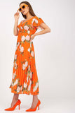 Frill Sleeve Summer Dress with Pleated Bottom & Lining