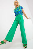 High-Rise Fabric Pants with Zip and Button Fastening
