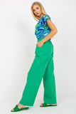High-Rise Fabric Pants with Zip and Button Fastening