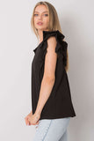 Frilled Short Sleeve Blouse with Back Cutout Detail