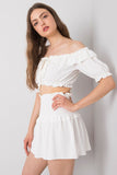 Spanish Style Short Blouse with Front Tie and Short Sleeves