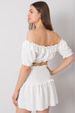 Spanish Style Short Blouse with Front Tie and Short Sleeves