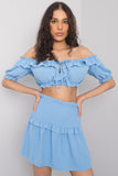 Spanish Style Short Blouse with Front Tie and Short Sleeves