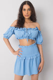 Spanish Style Short Blouse with Front Tie and Short Sleeves
