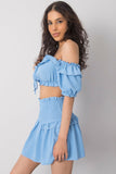 Spanish Style Short Blouse with Front Tie and Short Sleeves