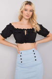 Spanish-Style Short Blouse with Front Tie and Short Sleeves