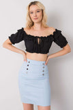 Spanish-Style Short Blouse with Front Tie and Short Sleeves