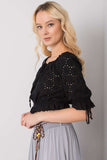 Chic Openwork Tie-Front Short Sleeve Blouse for Effortless Style