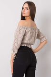 Chic Openwork Short Sleeve Blouse with Front Tie Detail