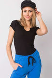 Ribbed Short-Sleeve T-Shirt with Round Neckline