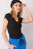 Ribbed Short-Sleeve T-Shirt with Round Neckline
