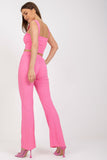 Chic Top and Wide-Leg Pants Set with Padded Cups