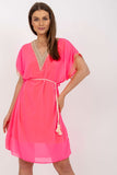 Sweetheart Neckline Short Sleeve Loose-Fit Dress