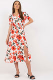 Floral Summer Dress with Short Sleeves and Front Buttons