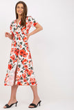 Floral Summer Dress with Short Sleeves and Front Buttons