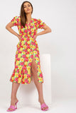 Floral Summer Dress with Short Sleeves and Frill Detail