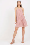 Summer Pleated Strapless Dress with Round Neckline