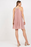 Summer Pleated Strapless Dress with Round Neckline