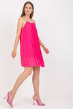 Summer Pleated Strapless Dress with Round Neckline