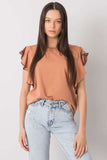 Frill Short Sleeve Blouse with Round Neckline